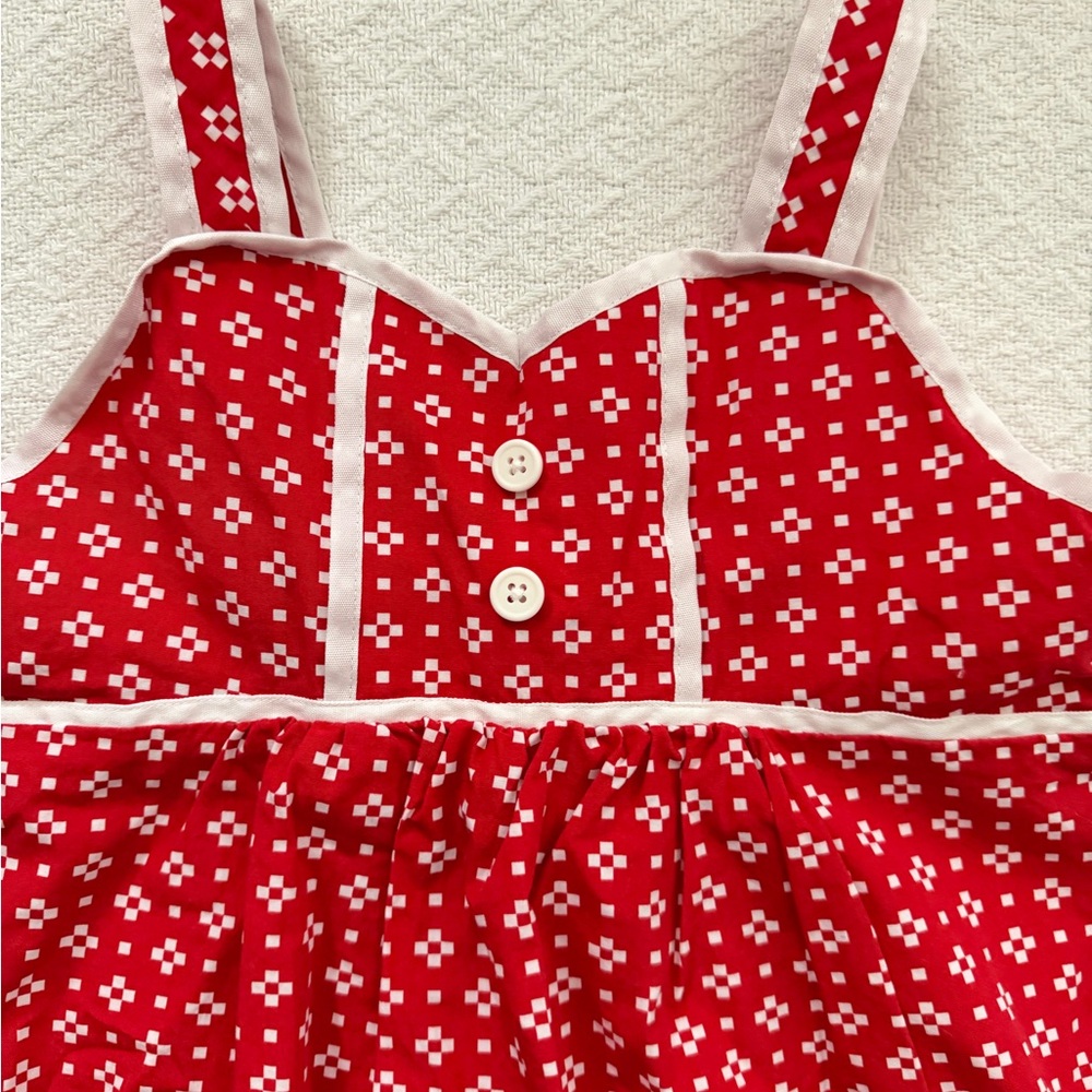 Hanna Andersson Red and White Printed Sundress with Button Details - Picture 5 of 5